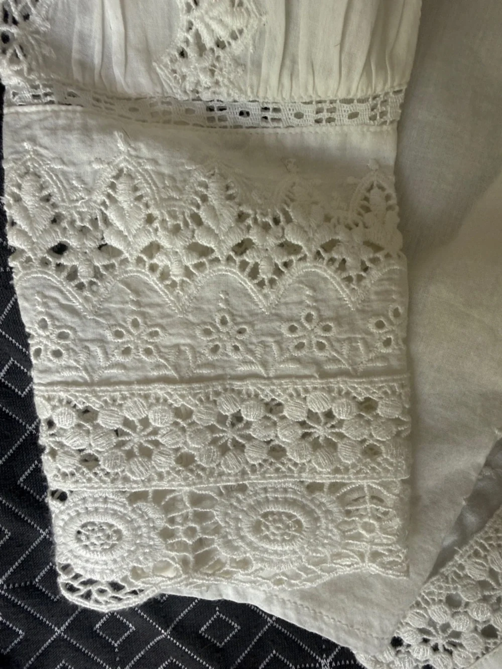 Sézane Lace Blouse White Eyelet Button Down Romantic Victorian - Picture 4 of 5